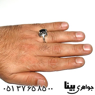 انگشتر عقیق سیاه (اونیکس) مردانه تمام چنگی کلاسیک _کد:7925