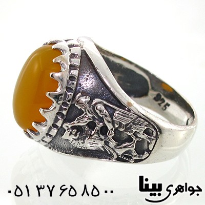 انگشتر عقیق زرد مردانه ایران باستان _کد:8050