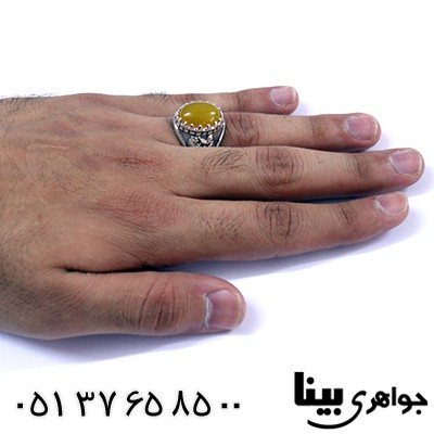 انگشتر عقیق زرد مردانه ایران باستان _کد:8050