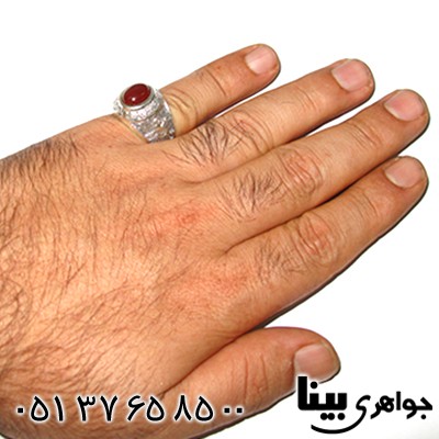 انگشتر عقیق قرمز مردانه فروهر _کد:8098