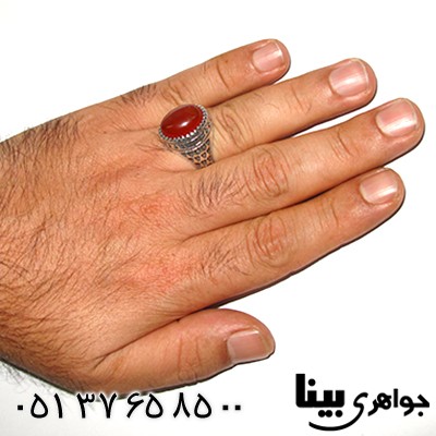 انگشتر عقیق قرمز مردانه مدل زنجانی _کد:8120