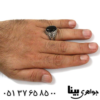 انگشتر عقیق سیاه (اونیکس) عالی مردانه شیک _کد:8276