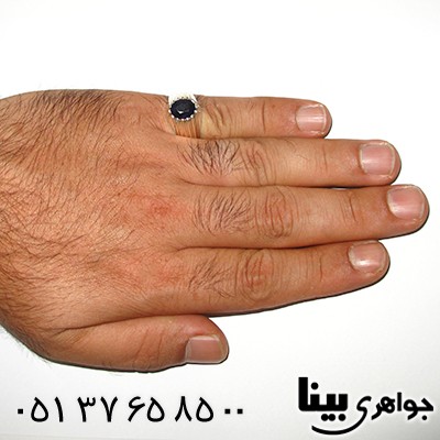 انگشتر یاقوت کبود مردانه کلاسیک _کد:8324