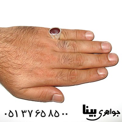 انگشتر عقیق یمنی خوشرنگ و خوش نقش مردانه درشت آینه کاری _کد:1249