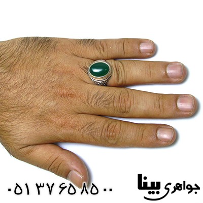 انگشتر عقیق سبز مردانه اسلیمی درشت _کد:8384