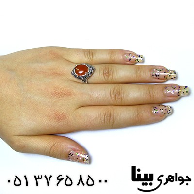 انگشتر عقیق یمنی زنانه مارکازیتی درشت _کد:8391