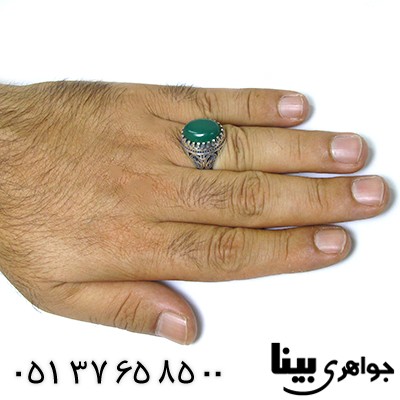 انگشتر عقیق سبز مردانه اسلیمی درشت _کد:8425