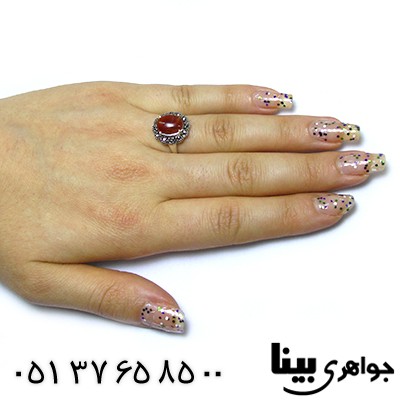 انگشتر عقیق شجری زنانه مارکازیتی _کد:8451
