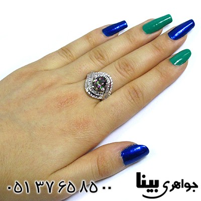 انگشتر توپاز هفت رنگ زنانه درشت رادیوم لوکس _کد:8539