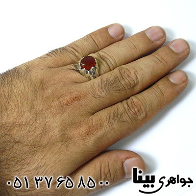 انگشتر عقیق یمنی مردانه مدل برگ _کد:8576
