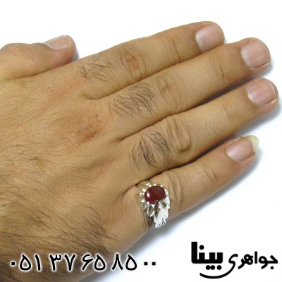 انگشتر عقیق یمنی مردانه کلاسیک تمام چنگ _کد:8600