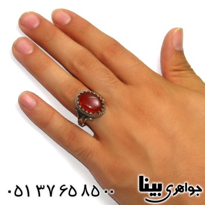 انگشتر عقیق یمنی خوشرنگ و درشت مردانه معین _کد:8698