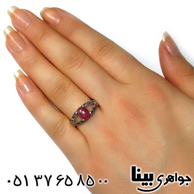 انگشتر یاقوت سرخ زلال زنانه مارکازیت هانگ _کد:8788