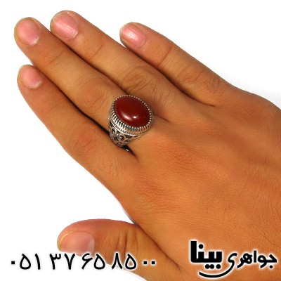 انگشتر عقیق قرمز مردانه اسلیمی _کد:8791