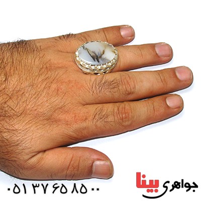 انگشتر عقیق شجری درشت ایرانی مرغوب مردانه کلکسیونی _کد:9120
