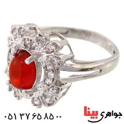 انگشتر عقیق قرمز زنانه مدل یلدا _کد:9153