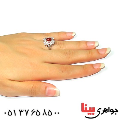انگشتر عقیق قرمز زنانه مدل یلدا _کد:9153