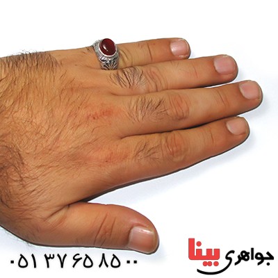 انگشتر عقیق یمنی مرغوب مردانه اسلیمی فاخر _کد:1304