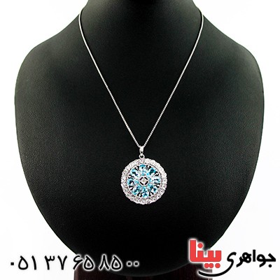 گردنبند توپاز و الماس زنانه مانی ایتالیایی مدل لیلیان _کد:9300