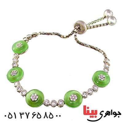 دستبند یشم عالی زنانه رودیوم لوکس _کد:9353