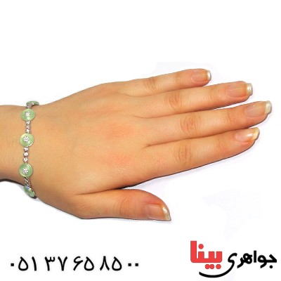 دستبند یشم عالی زنانه رودیوم لوکس _کد:9353