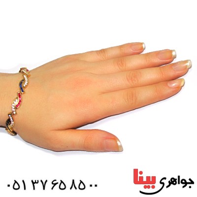 دستبند چند جواهر یاقوت مرغوب زنانه مانی ایتالیایی _کد:1314