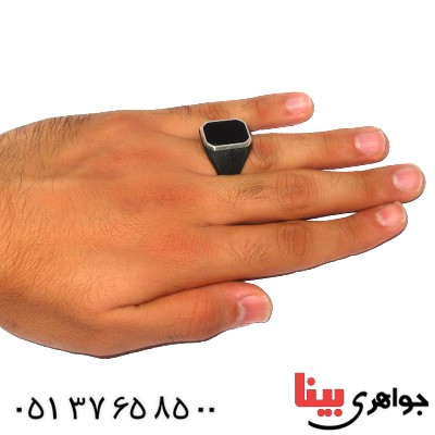 انگشتر عقیق سیاه (اونیکس) مردانه درشت مدل پاشا _کد:9376