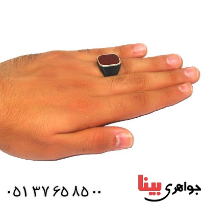 انگشتر عقیق قرمز مردانه درشت مدل پاشا _کد:9379