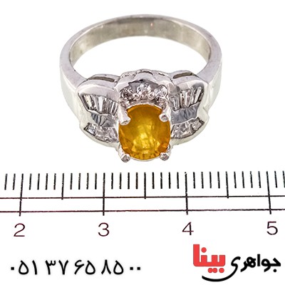 انگشتر یاقوت زرد خوشرنگ زنانه رودیوم لوکس مدل نوشا _کد:9502