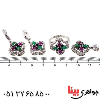 سرویس چند جواهر یاقوت و زمرد زنانه مدل آرسیما _کد:1332
