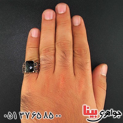 انگشتر عقیق سیاه (اونیکس) مردانه مدل جوان _کد:9596