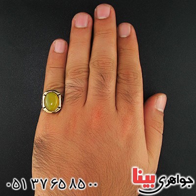 انگشتر عقیق زرد مردانه مدل ورساچی _کد:9634