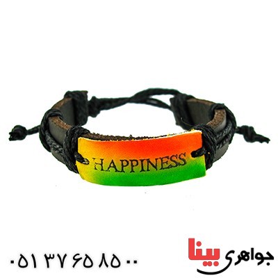 دستبند چرم اصل کانادایی مردانه مدل HAPPINESS _کد:9665