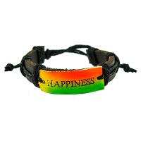 دستبند چرم اصل کانادایی مردانه مدل HAPPINESS 