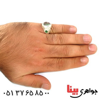 انگشتر در نجف و زمرد مردانه درشت آینه کاری _کد:9776