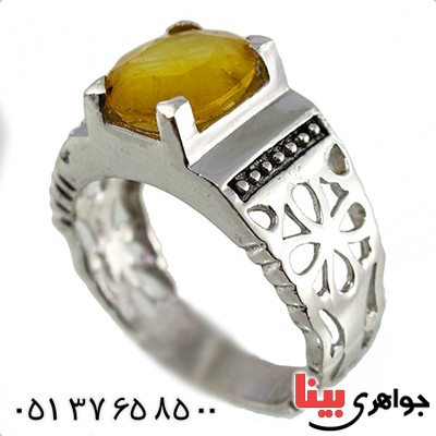 انگشتر یاقوت زرد مردانه کلاسیک اسلیمی رادیوم لوکس _کد:9846