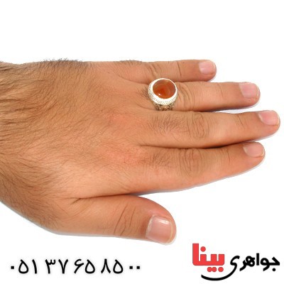 انگشتر عقیق یمنی شرف الشمس مردانه اسلیمی فاخر _کد:1400