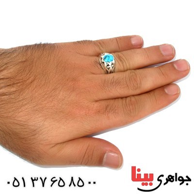 انگشتر فیروزه نیشابوری شجری مردانه سنتی _کد:1401