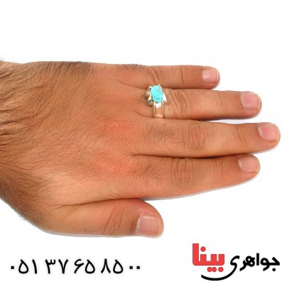 انگشتر فیروزه نیشابوری خوشرنگ مردانه سنتی _کد:9881
