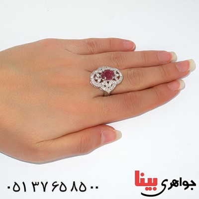 انگشتر یاقوت سرخ زنانه درشت رودیوم لوکس شکیل _کد:9938