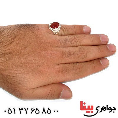 انگشتر عقیق یمنی مردانه درشت سنتی دور چنگی _کد:1425