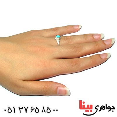 انگشتر فیروزه نیشابوری زنانه دور ساده _کد:9998