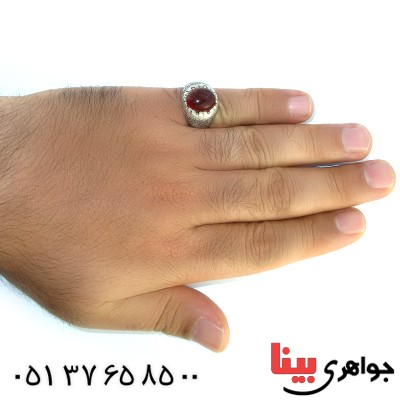 انگشتر عقیق یمنی مردانه فاخر گل و بلبل قدیمی _کد:1464