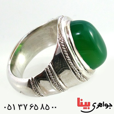 انگشتر عقیق سبز لامپی مردانه درشت نفیس _کد:1468