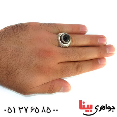 انگشتر عقیق باباقوری سه پوسته مردانه درشت علی (ع) _کد:10404