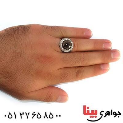 انگشتر عقیق باباقوری سه حلقه مردانه درشت مدل سوهانی _کد:10405