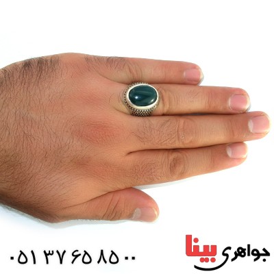 انگشتر عقیق سبز مردانه درشت مدل سوهانی _کد:10472