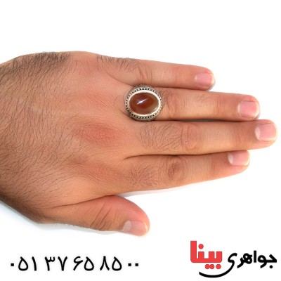 انگشتر عقیق یمنی برجسته مردانه درشت یا علی _کد:10481