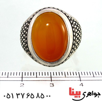 انگشتر عقیق یمنی شرف الشمس مردانه درشت سوهانی _کد:10488