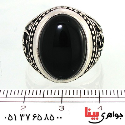 انگشتر عقیق سیاه (اونیکس) مردانه یا رضا و یا حسین (ع) _کد:10491